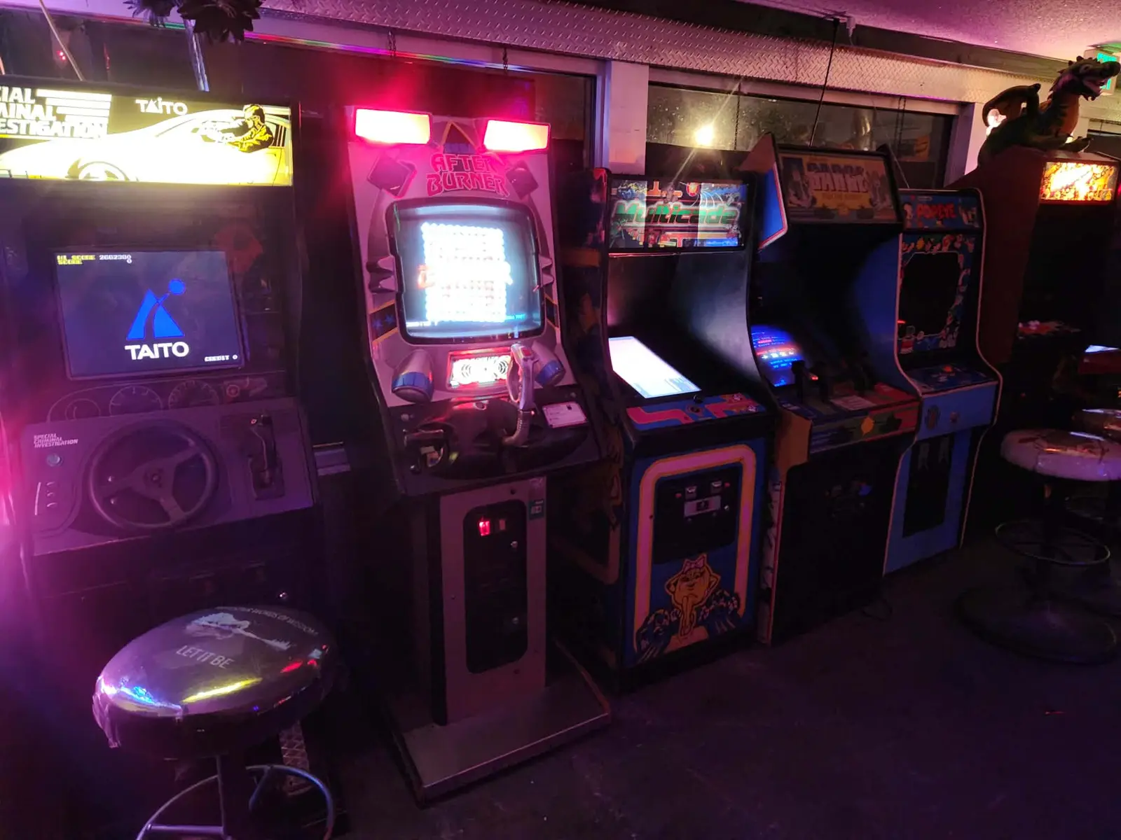 S.C.I., After Burner, Ms. Pac-Man and Popeye cabinets